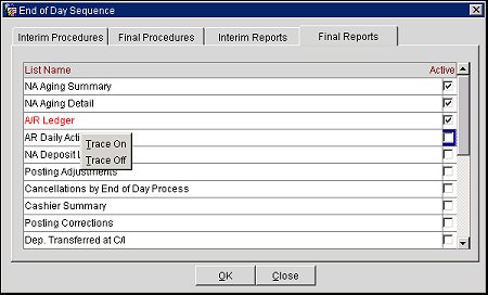 End of Day Report Trace